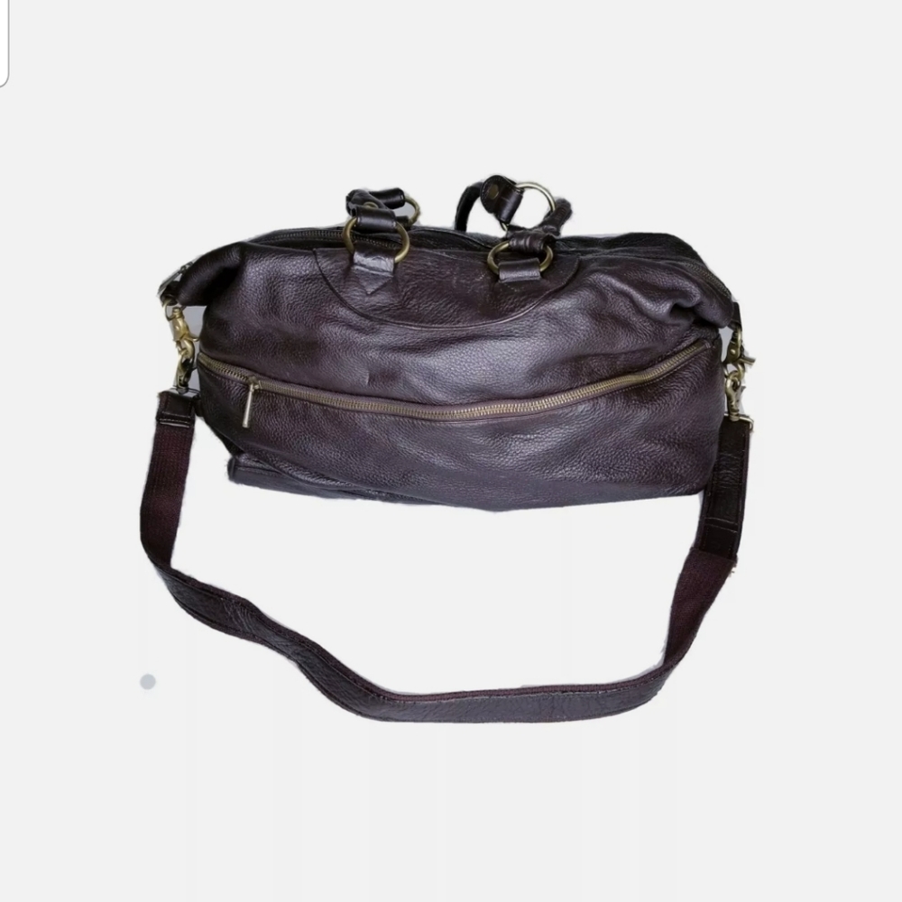 DAAD Leather Crossbody Duffle Bag Overnighter Brwn